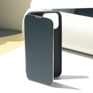 Etui Smart Gold Frame Mag do iPhone 14 Pro 6,1" ciemnozielony
