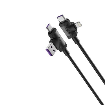 XO kabel NB237 4w1 USB + USB-C - Lightning + USB-C 1,0 m 3A czarny