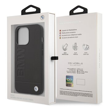BMW nakładka do iPhone 14 Pro Max 6,7" BMHMP14XSLLBK czarna hard case Signature Logo Imprint MagSafe