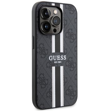 Guess nakładka do iPhone 14 Pro Max 6,7" GUHMP14XP4RPSK czarna hard case 4G Printed Stripes MagSafe