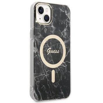 Guess zestaw nakładka + ładowarka do iPhone 14 Plus 6,7" GUBPP14MHMEACSK czarny hard case Marble MagSafe