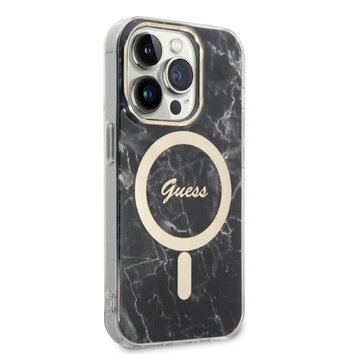 Guess zestaw nakładka + ładowarka do iPhone 14 Pro Max 6,7" GUBPP14XHMEACSK czarny hard case Marble MagSafe