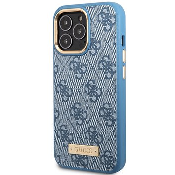 Guess nakładka do iPhone 14 Pro 6,1" GUHMP14LU4GPRB niebieska hard case 4G Logo Plate MagSafe