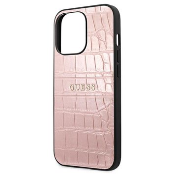 Guess nakładka do iPhone 13 Pro 6,1" GUHCP13LPCRBPI różowa hard case Croco Collection