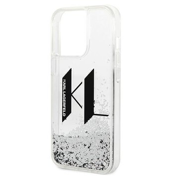 Karl Lagerfeld nakładka do iPhone 14 Pro 6,1" KLHCP14LLBKLCS srebrna Liquid Glitter case Big KL Logo