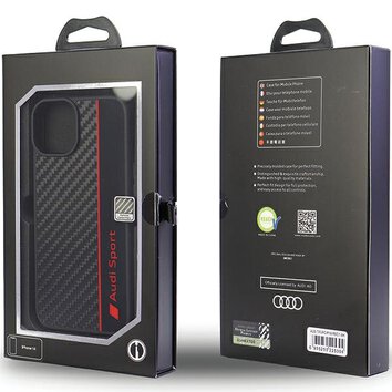 Audi nakładka do iPhone 14 6,1" AUS-TPUPCIP14-R8/D1-BK czarna hard case Carbon Fiber Strap