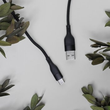 Maxlife kabel MXUC-07 USB - USB-C 1,0 m 3A czarny nylonowy