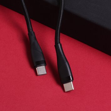 Maxlife kabel MXUC-08 USB-C - USB-C 1,0 m 100W czarny nylonowy