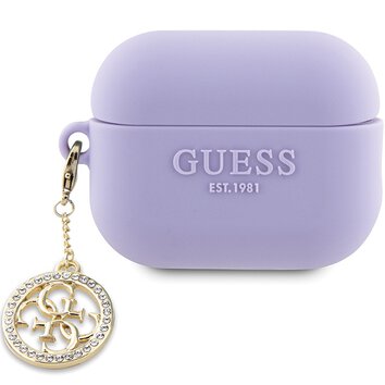 Guess etui do AirPods Pro 2 GUAP23DSLGHDU fioletowe Silicone W/4G Diamond Charm