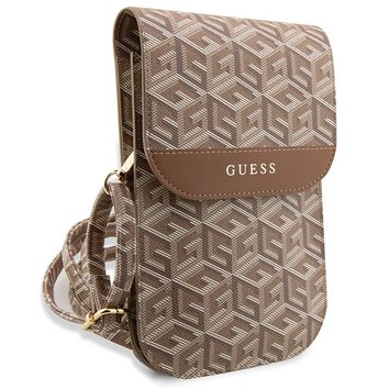 Guess torba na telefon GUWBHGCFSEW brązowa Wallet Gcube Stripe