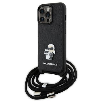 Karl Lagerfeld nakładka do iPhone 13 Pro 6,1" KLHCP13LSAKCPSK czarna HC Saffiano KC Metal Pin Crossbody