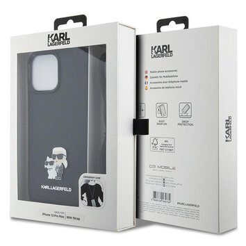Karl Lagerfeld nakładka do iPhone 13 Pro Max 6,7" KLHCP13XSAKCPSK czarna HC Saffiano KC Metal Pin Crossbody