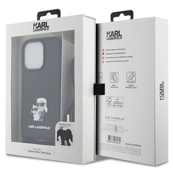 Karl Lagerfeld nakładka do iPhone 14 Pro 6,1" KLHCP14LSAKCPSK czarna HC Saffiano KC Metal Pin Crossbody