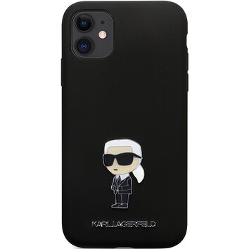 Karl Lagerfeld nakładka do iPhone 11 KLHCN61SMHKNPK czarna HC Silicone Ikonik Metal Pin