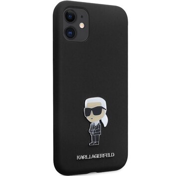 Karl Lagerfeld nakładka do iPhone 11 KLHCN61SMHKNPK czarna HC Silicone Ikonik Metal Pin