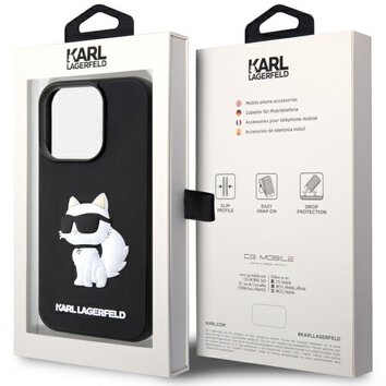 Karl Lagerfeld nakładka do iPhone 14 Pro Max 6,7" KLHCP14X3DRKHNK czarne hardcase Rubber Choupette 3D