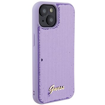 Guess nakładka do iPhone 15 6,1" GUHCP15SPSFDGSU fioletowa HC Sequin Script Metal
