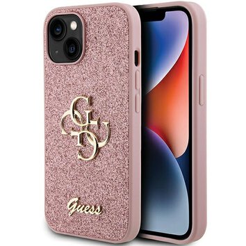 Guess nakładka do iPhone 15 6,1" GUHCP15SHG4SGP różowe HC Fixed Glitter Big 4G