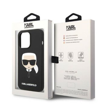 Karl Lagerfeld nakładka do iPhone 14 Pro Max 6,7" KLHMP14XSLKHBK czarna hardcase Silicone Karl`s Head Magsafe