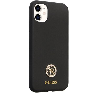 Guess nakładka do iPhone 11 GUHCN614DGPK czarna HC Silicone Logo Strass 4G