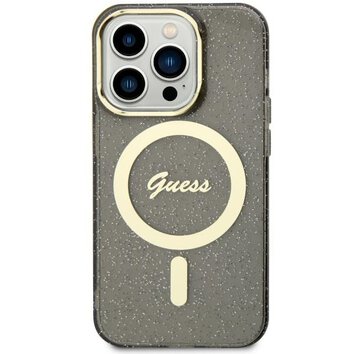 Guess nakładka do iPhone 11 GUHMN61HCMCGK czarna hardcase Glitter Gold MagSafe