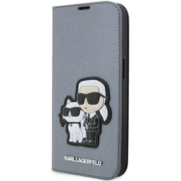 Karl Lagerfeld etui do iPhone 14 Pro Max 6,7" KLBKP14XSANKCPG srebrne Saffiano Karl & Choupette