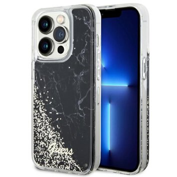 Guess nakładka do iPhone 14 Pro 6,1" GUHCP14LLCSGSGK czarna hard case Liquid Glitter Marble