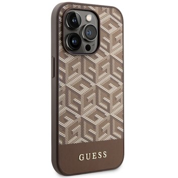 Guess nakładka do iPhone 14 Pro 6,1" GUHMP14LHGCFSEW brązowa hard case GCube Stripes MagSafe