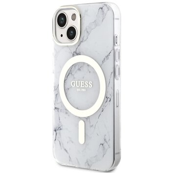 Guess nakładka do iPhone 14 Plus 6,7" GUHMP14MPCUMAH biała hard case Marble MagSafe