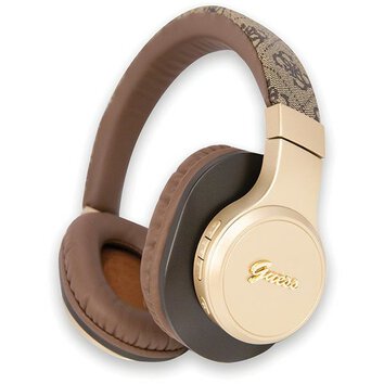 Guess słuchawki nauszne Bluetooth GUBH604GEMW brązowe 4G PU Leather With Script Metal Logo