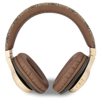 Guess słuchawki nauszne Bluetooth GUBH604GEMW brązowe 4G PU Leather With Script Metal Logo