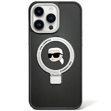 Karl Lagerfeld nakładka do iPhone Pro 15 6,1" KLHMP15LHMRSKHK czarna HC Magsafe Ringstand KH