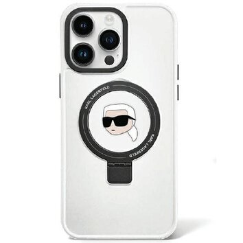 Karl Lagerfeld nakładka do iPhone 15 Pro 6,1" KLHMP15LHMRSKHH biała HC Magsafe Ringstand KH