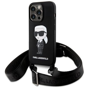 Karl Lagerfeld nakładka do iPhone 15 Pro 6,1" KLHCP15LSCBSKNK hardcase czarna Crossbody Silicone Ikonik