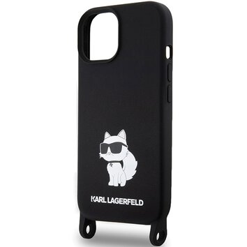Karl Lagerfeld nakładka do iPhone 15 6,1" KLHCP15SSCBSCNK hardcase czarna Crossbody Silicone Choupette