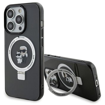 Karl Lagerfeld nakładka do iPhone 15 Pro 6,1" KLHMP15LHMRSKCK czarna hardcase Ring Stand Karl&Choupettte MagSafe