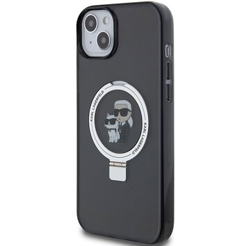 Karl Lagerfeld nakładka do iPhone 15 Pro 6,1" KLHMP15MHMRSKCK czarna hardcase Ring Stand Karl&Choupettte MagSafe