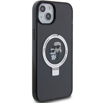 Karl Lagerfeld nakładka do iPhone 15 Pro 6,1" KLHMP15MHMRSKCK czarna hardcase Ring Stand Karl&Choupettte MagSafe