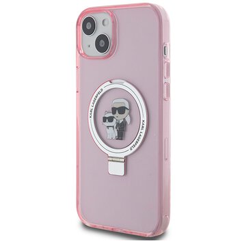 Karl Lagerfeld nakładka do iPhone 15 Pro 6,1" KLHMP15SHMRSKCP różowa hardcase Ring Stand Karl&Choupettte MagSafe