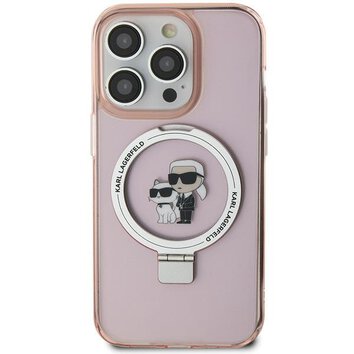 Karl Lagerfeld nakładka do iPhone 15 Pro 6,1" KLHMP15SHMRSKCP różowa hardcase Ring Stand Karl&Choupettte MagSafe