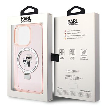 Karl Lagerfeld nakładka do iPhone 15 Pro Max 6,7" KLHMP15XHMRSKCP różowa hardcase Ring Stand Karl&Choupettte MagSafe