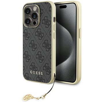 Guess nakładka do 15 Pro 6.1" GUHCP15LGF4GGR szara hardcase 4G Charms Collection