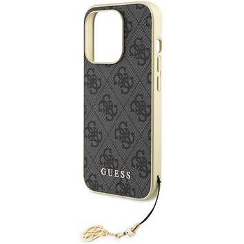 Guess nakładka do 15 Pro 6.1" GUHCP15LGF4GGR szara hardcase 4G Charms Collection
