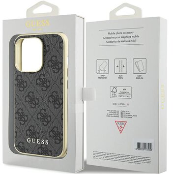Guess nakładka do 15 Pro 6.1" GUHCP15LGF4GGR szara hardcase 4G Charms Collection