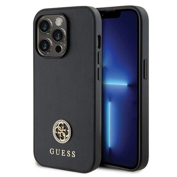 Guess nakładka do iPhone 15 Pro 6.1" GUHCP15LPS4DGPK czarna hardcase Strass Metal Logo
