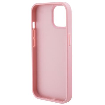 Guess nakładka do iPhone 15 6.1"  GUHCP15SP4EPMP różowa hardcase Leather 4G Stamped