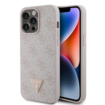Guess nakładka do iPhone 15 Pro Max 6.7" GUHCP15XP4TDPP różowa hardcase Leather 4G Diamond Triangle