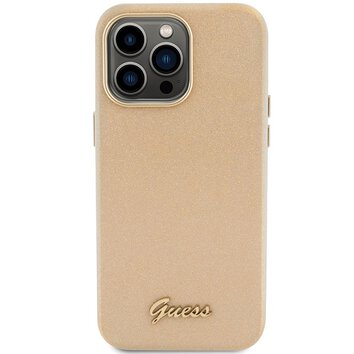 Guess nakładka do iPhone 15 Pro Max 6.7" GUHCP15XPGMCSD złota gold hardcase Glitter Glossy Script