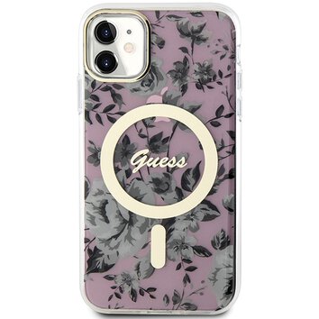 Guess nakładka do iPhone 11 / Xr 6.1" GUHMN61HCFWSP różowa hardcase Flower MagSafe