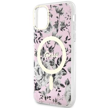 Guess nakładka do iPhone 11 / Xr 6.1" GUHMN61HCFWSP różowa hardcase Flower MagSafe